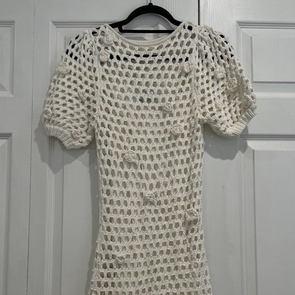 Something Navy White Crochet Dress
